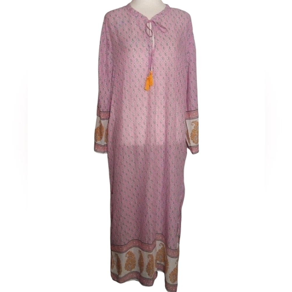 J. Crew Ditsy Floral 100% Cotton Tie Neck Maxi Length Dress / Cover Up Size XL